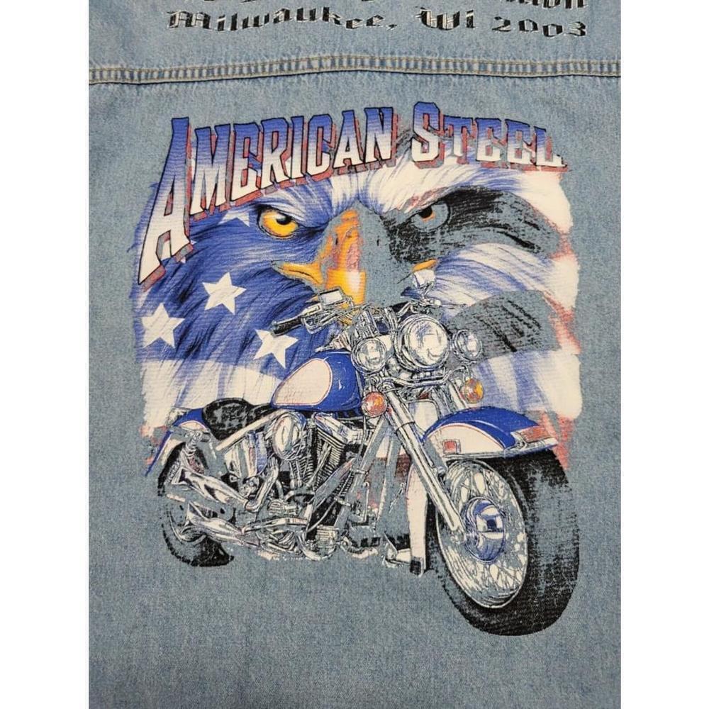 Vintage American Steel Biker Sleeveless Denim Shirt Mens 2XL